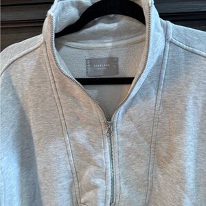 Everlane Light Gray Zip-Up Sweater SIZE XL